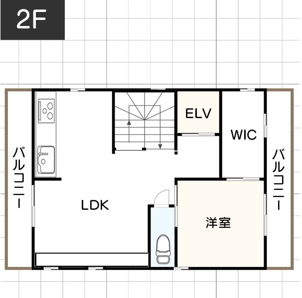 【25坪台】地下に多目的部屋と十分な収納を設置した間取り例