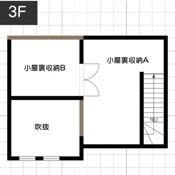 【30坪台】1階から屋根裏までぶち抜きの吹き抜けが特徴の間取り例