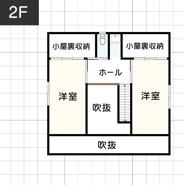 【35坪台】2部屋に隣接したインナーテラスがある間取り例