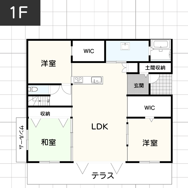 【36坪】掃除の負担も軽減される間取り例