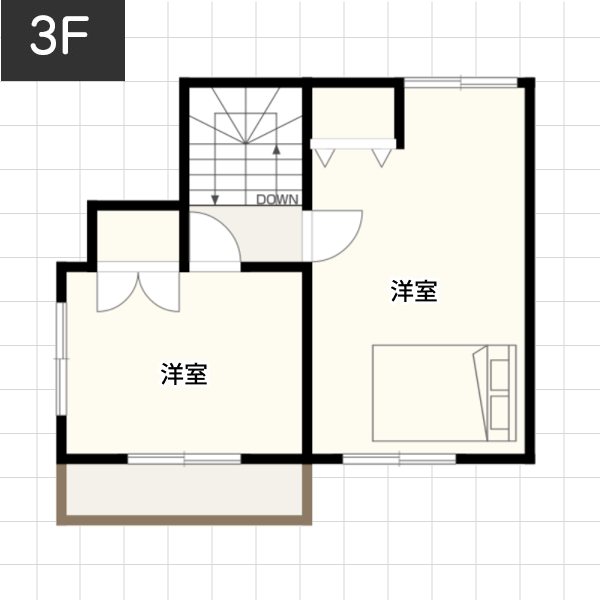 【35坪の場合】狭小地を活かした3階建ての家例