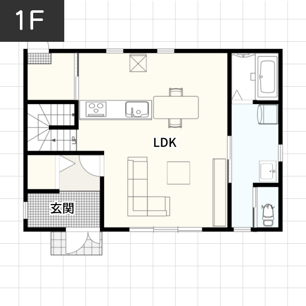 【28坪の場合】スペースをうまく活用した家例