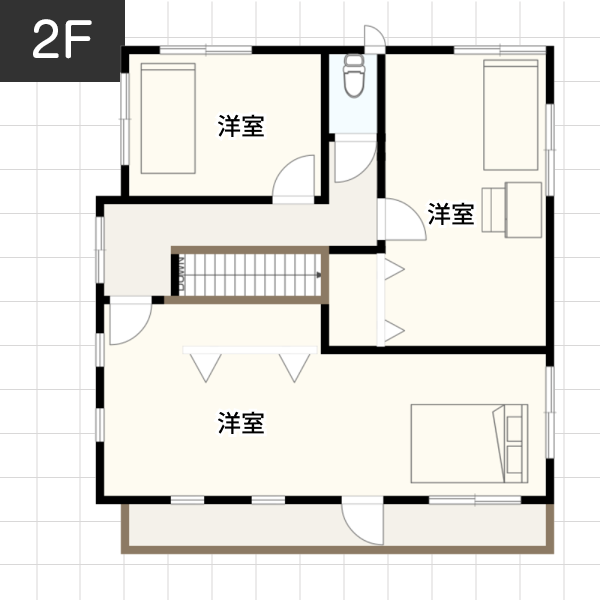 【45坪の場合】広々としたリビング空間を実現した家例