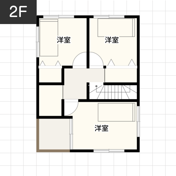 【25坪の場合】20帖のリビングとワークスペースのある家例