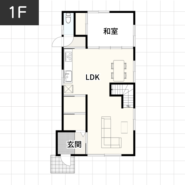 【43坪の場合】広々としたリビング空間を実現した家例