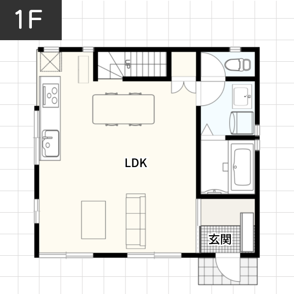 【27坪の場合】ライフスタイルにあわせ部屋の間取りを変えられる家例