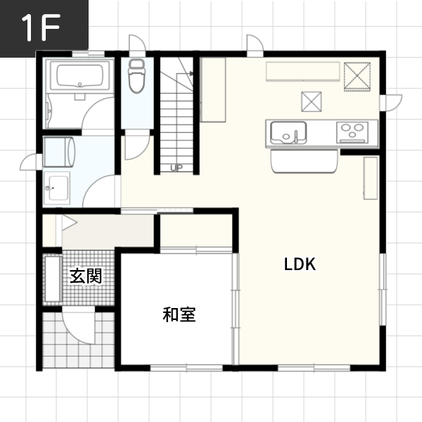 【35坪の場合（2）】ママを快適にするミセスコーナーのある家例