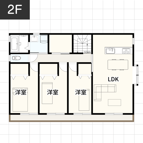 【50坪の場合】2世帯住宅の家例