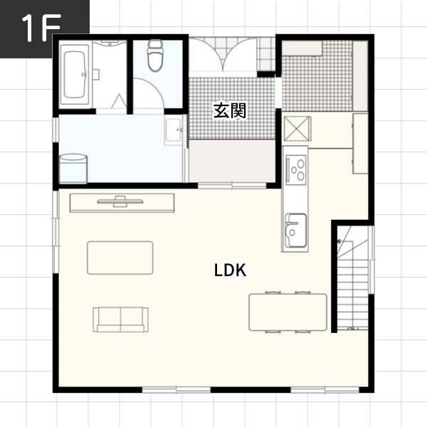 【35坪の場合】ライフスタイルにあわせ部屋の間取りを変えられる家例