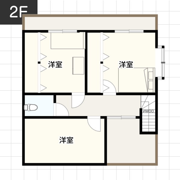 【35坪の場合】ライフスタイルにあわせ部屋の間取りを変えられる家例