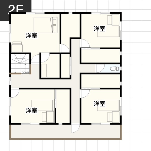 【54坪の場合】広々としたリビング空間を実現した家例