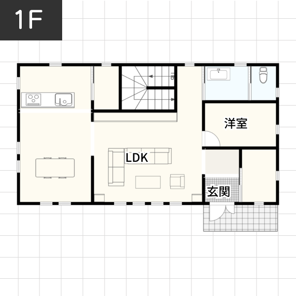 【45坪の場合】ライフスタイルにあわせ部屋の間取りを変えられる家例