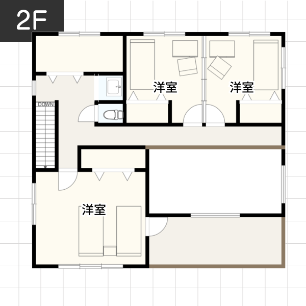 【40坪の場合】広々としたリビング空間を実現した家例