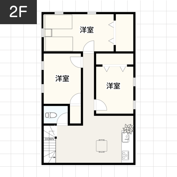 【40坪の場合】プライベートな空間を大切にした二世帯住宅例