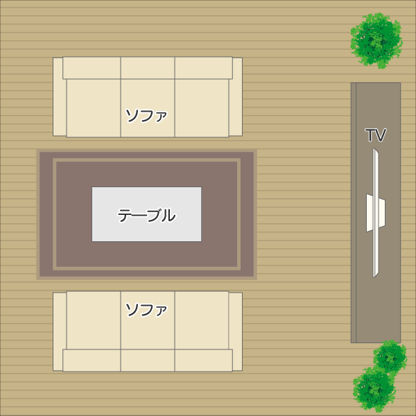 正方形の部屋の間取り・レイアウト事例