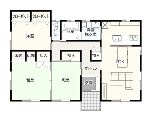 【延床面積27坪・3LDK】続き間のある間取りイメージ