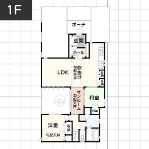 サンルームを取り入れた4LDKの間取り_1Fイメージ