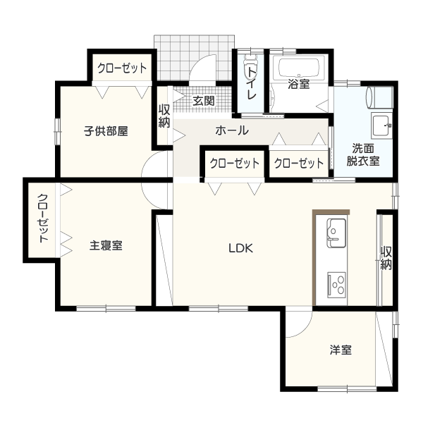 家事をしやすい平屋の間取りイメージ