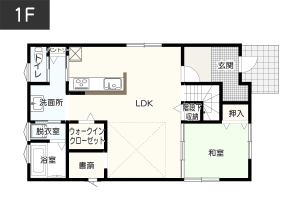 3-5.家族が増えることを考えた4LDKの間取り１階イメージ