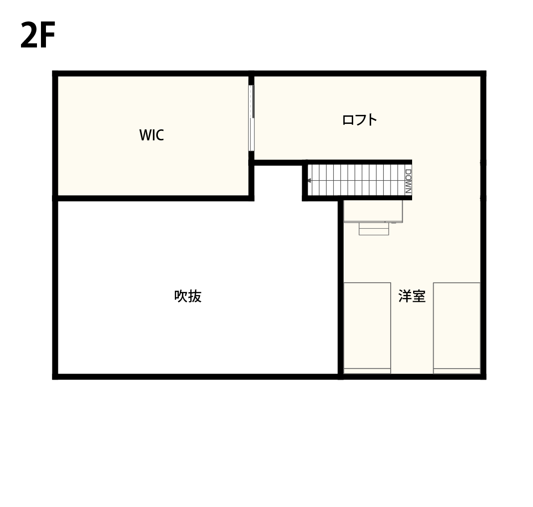 2階建て1LDKの間取り2F