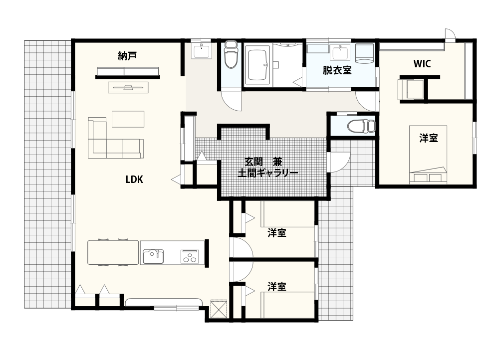 【37坪】趣味を存分に楽しめる3LDKの平屋間取り