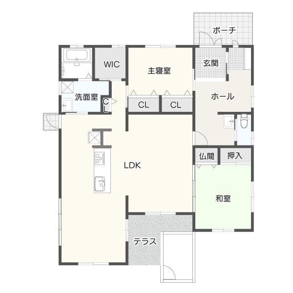 【33坪】シニアにおすすめ！愛犬と過ごせるバリアフリーにこだわった2LDK平屋間取り