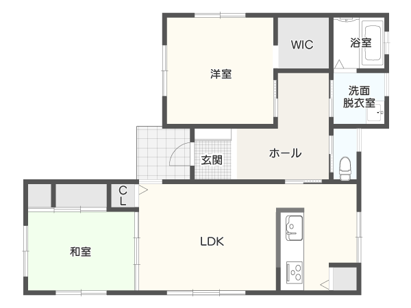 【25坪】年齢を重ねても住みやすいバリアフリーを意識した2LDK平屋間取り