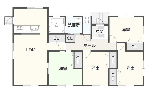 和室とLDKをつなげることで大空間にもできる間取り