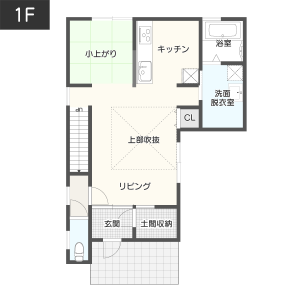 【30～35坪】吹き抜けのある総二階の間取り1階