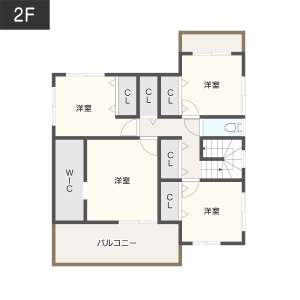 【35～40坪】子ども部屋と寝室を2階に配置した間取り2階