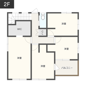 【約40坪】家族4人がのびのびと暮らす間取り2階