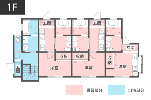 【40坪】1Rや1Kの部屋を複数設置できる部屋イメージ1階