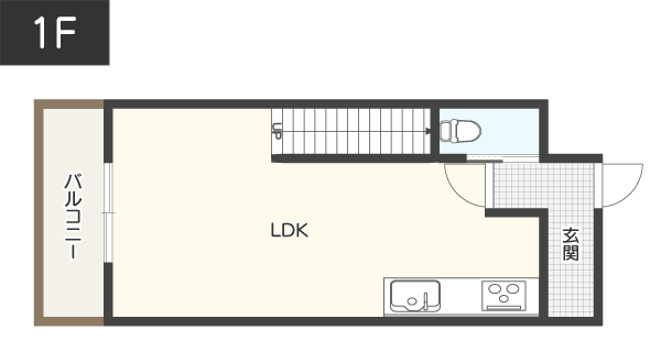 2階建ての間取り(メゾネットタイプ)1階