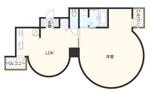 形状が個性的(丸)な間取り