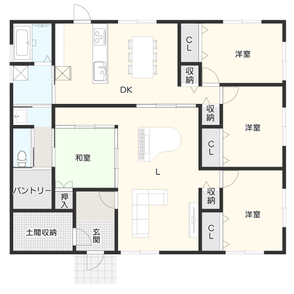 ピアノが中心の間取り