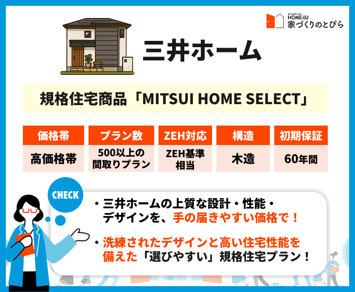 三井ホーム 規格住宅商品「MITSUI HOME SELECT」