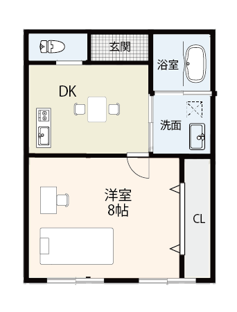 【1DK】の間取り例