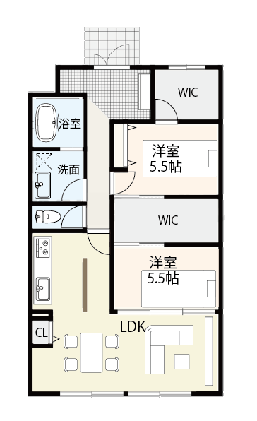【2LDK】の間取り例