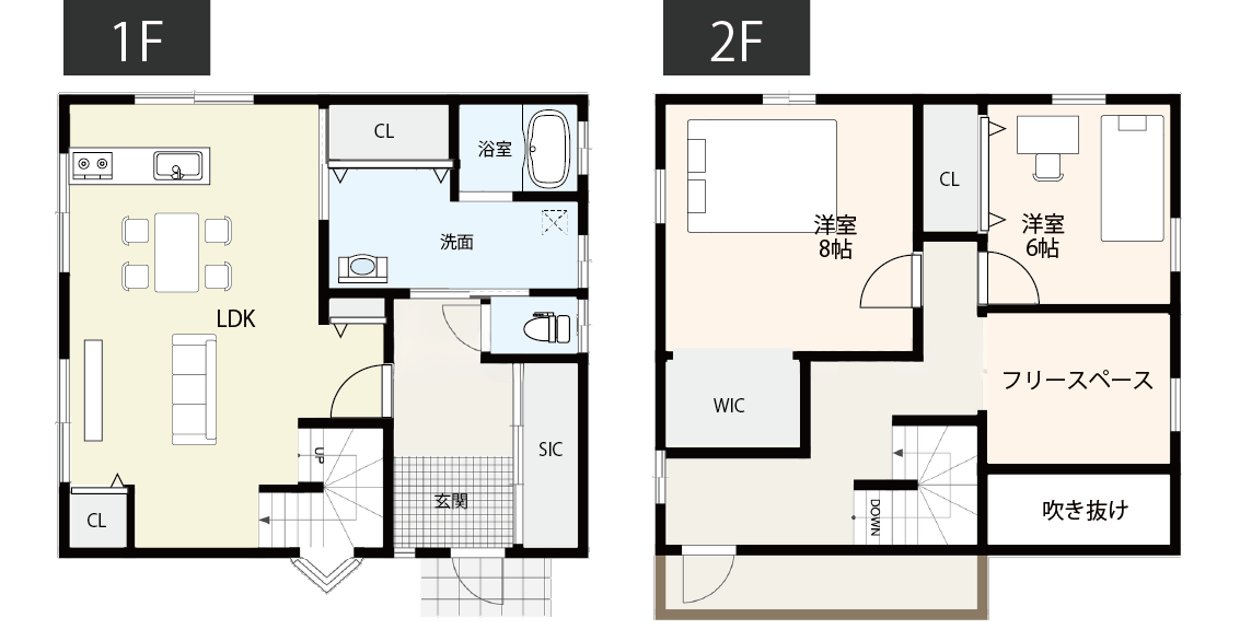 【30坪台】リビング階段下を勉強スペースにした間取り