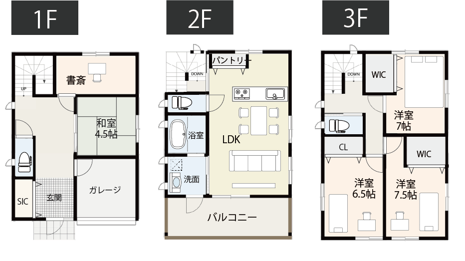 【30坪台】機能性が高く開放感と明るさが感じられる間取り例