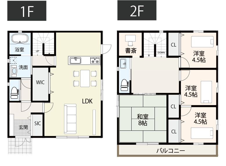 【35坪台】空気が美味しく、自然が感じられる間取り例