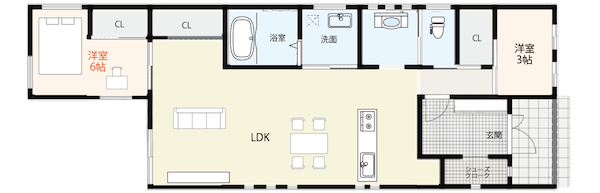 寝室6畳の間取り例
