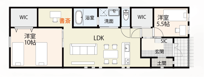 LDKの中のプライベート空間！隠れ家のような書斎の間取り例