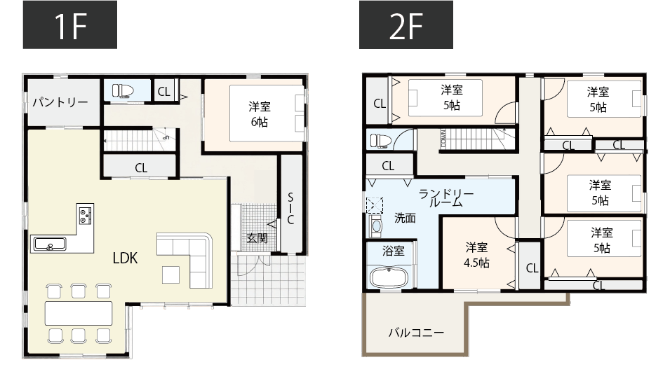 【50坪台】室内干しスペースを充分に確保した間取り