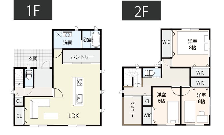 リビングのほぼ真ん中にキッチンを配置し、回遊性の高い空間に