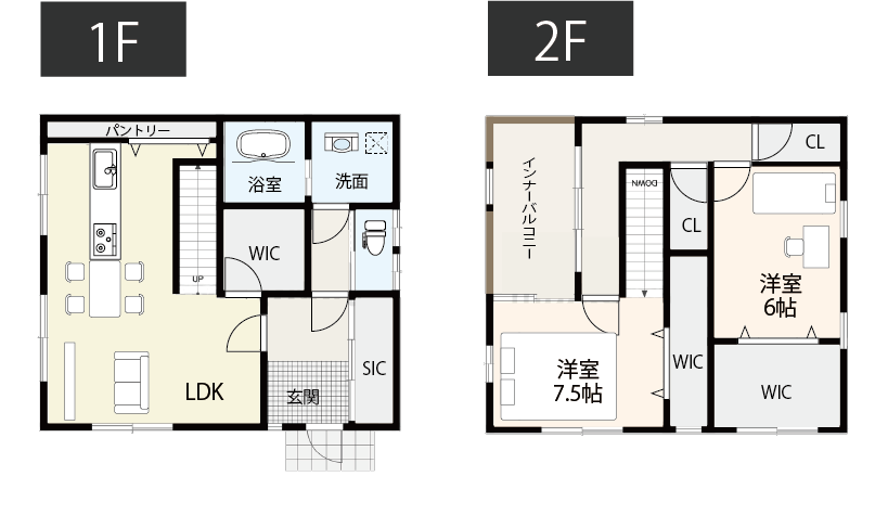 【35坪台】大容量のウォークインクローゼットのある間取り例