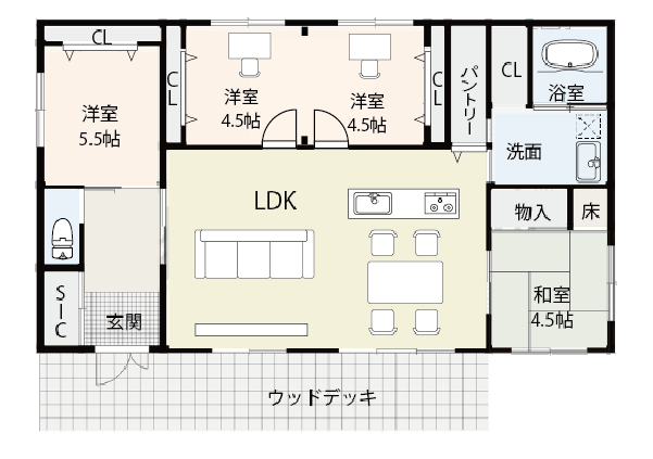 【35坪台】子供の成長に合わせて部屋数を変えられる間取り例