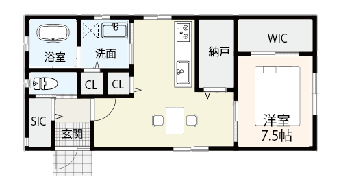 たっぷり収納を確保した2人暮らしの間取り