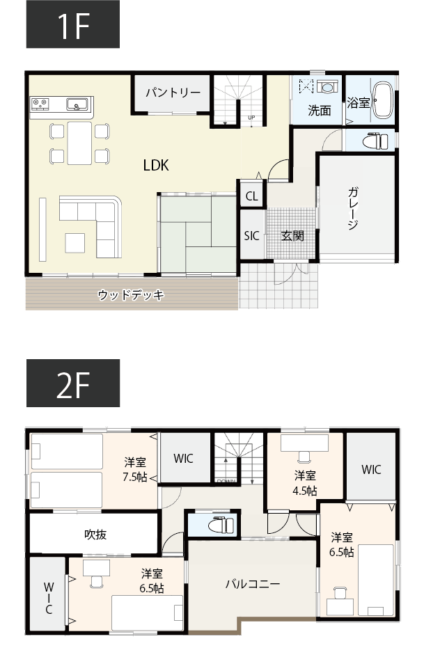 〈おすすめ間取り例1〉憧れのビルドインガレージがある間取り図