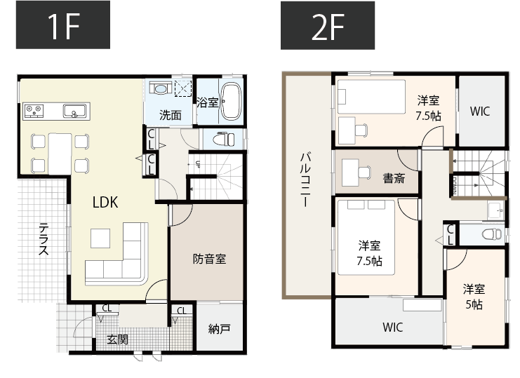 【40坪台】収納を家族全員一箇所にまとめた間取り例